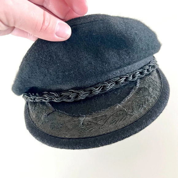 Greek Fisherman Cap Vintage Black Wool Blend Made in Greece Size 7 - Picture 2 of 11